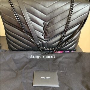 Saint Laurent Black Quilted Shoulder Bag loulou size large
